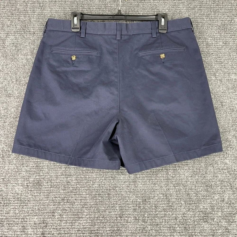 LL Bean Natural Fit Pleated Chino Shorts Mens 37 Navy Twill Casual Outdoor Wear‎